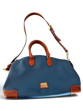 Dooney & Bourke Blue Pebbled Leather Satchel Crossbody Bag